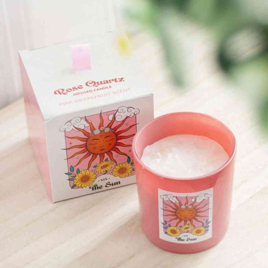 The Fashion Gift Shop: The Sun Rose Quartz Crystal Chip Pink Grapefruit Candle by Jones Home & Gifts, Candles