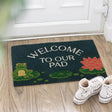 The Fashion Gift Shop: Welcome to Our Pad Doormat Featuring a Sweet Frog and Lily Pad Design by Mindful Frog, Door Mats