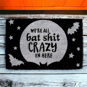 Where All Bat Crazy Halloween Doormat for Halloween Decor - The Fashion Gift Shop Door Mats by Spirit of equinox