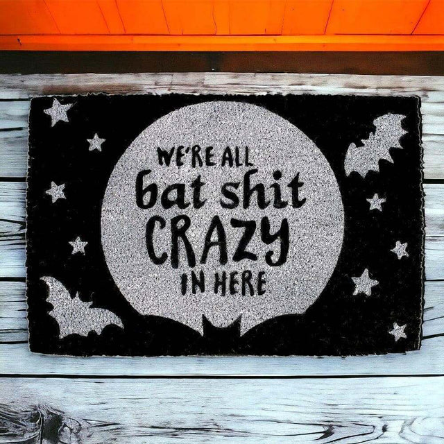 The Fashion Gift Shop: Where All Bat Crazy Halloween Doormat for Halloween Decor by Spirit of equinox, Door Mats
