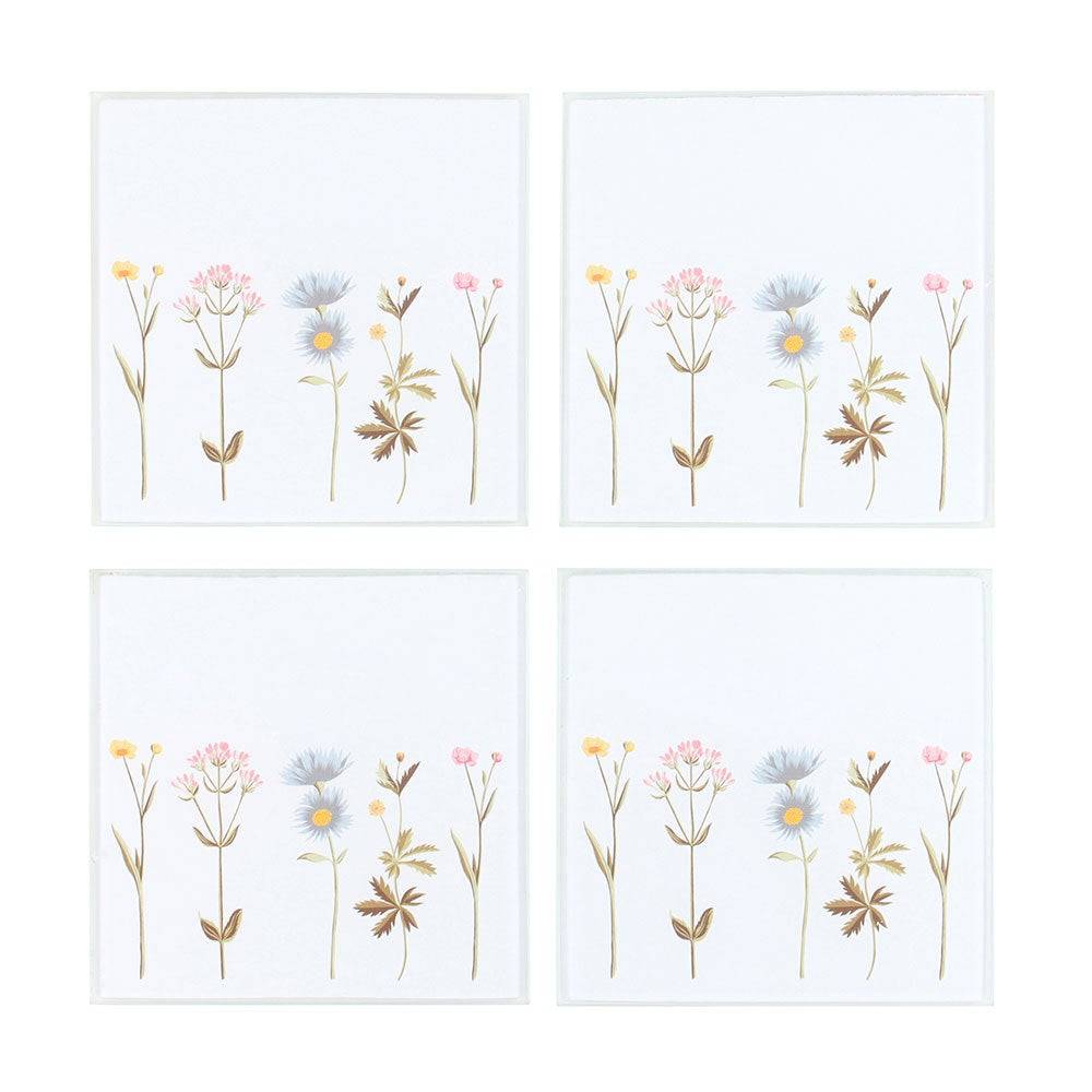 Wild Flower Floral Glass Coaster Set - Blooming Lovely Gifts - The Fashion Gift Shop Tea Coasters by Jones Home & Gifts