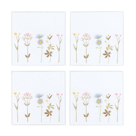 The Fashion Gift Shop: Wild Flower Floral Glass Coaster Set - Blooming Lovely Gifts by Jones Home & Gifts, Tea Coasters