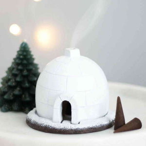 The Fashion Gift Shop: Winter Wonderland Igloo Winter - Themed decor Incense Cone Burner by Jones Home & Gifts, Incense Holders