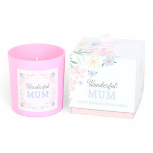 The Fashion Gift Shop: Wonderful Mum Cherry Blossom Pink Candle with Matching Box by Jones Home & Gifts, Candles