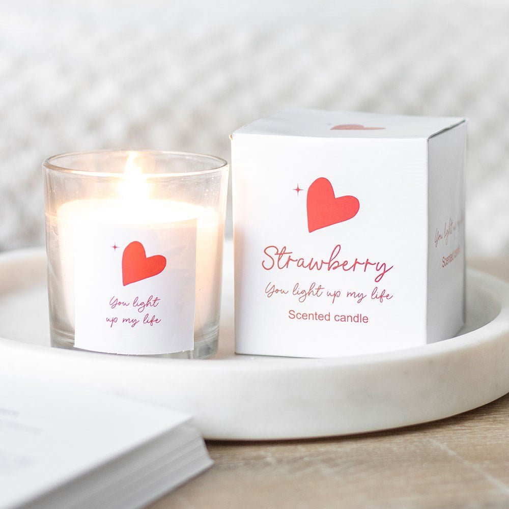 You Light Up My Life Strawberry Scented Candle For Valentines, Anniversary - The Fashion Gift Shop by Jones Home & Gifts