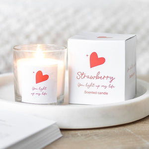 You Light Up My Life Strawberry Scented Candle For Valentines, Anniversary - Candles by Jones Home & Gifts