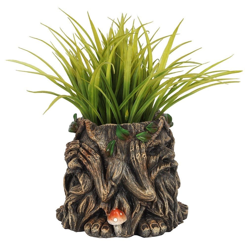 14cm Green Man Plant Pot, See, Speak, Hear No Evil - Pots and Planters by Spirit of equinox