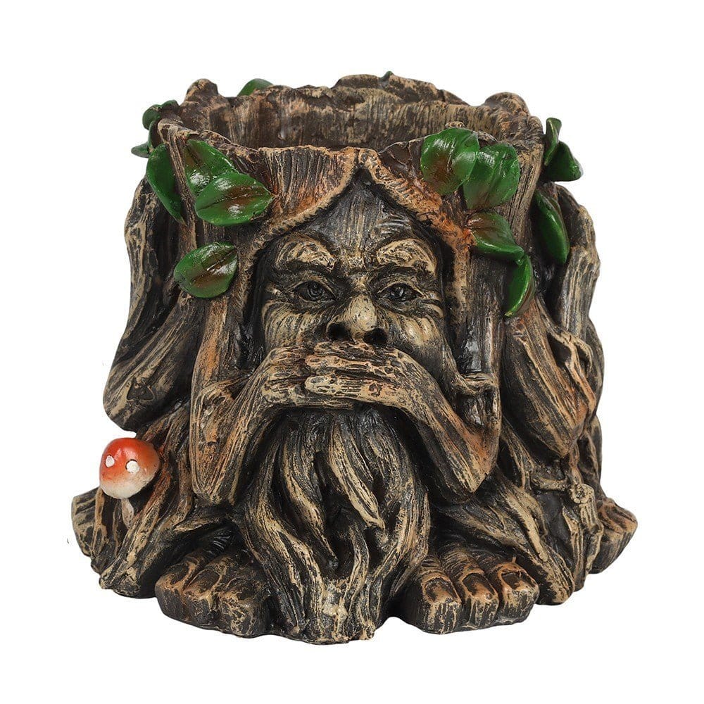 14cm Green Man Plant Pot, See, Speak, Hear No Evil - Pots and Planters by Spirit of equinox