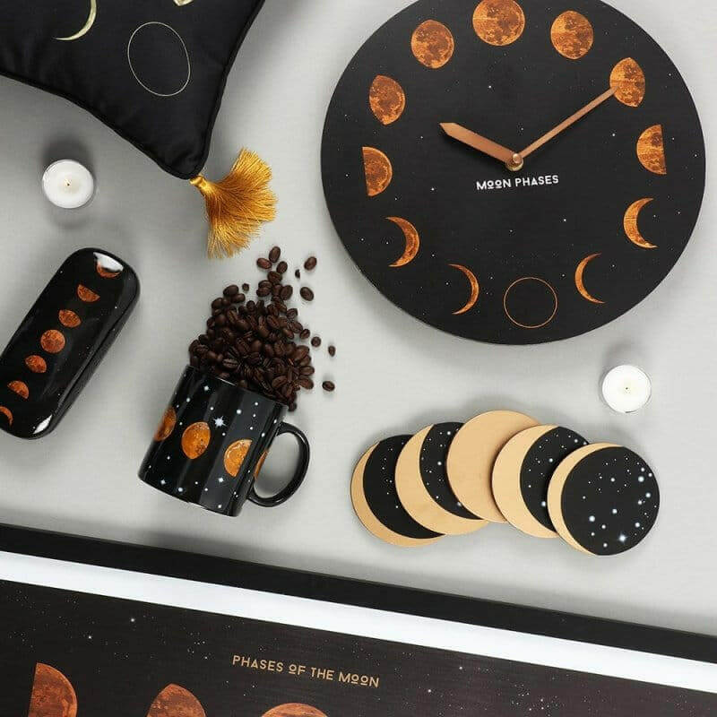 The Fashion Gift Shop: 40cm Rectangular Moon Phases Cushion for Home Decor by Spirit of equinox, Sofa Cushions