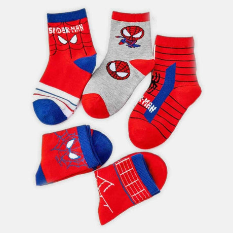 The Fashion Gift Shop: Spiderman Socks, 5 pairs, Spidey Children's Short Cotton Socks by Spiderman, Novelty Socks