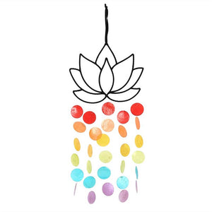 67cm Wire Lotus Flower Suncatcher Wall Decor with Rainbow Disks - Hanging Decoration by Jones Home & Gifts