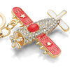 Aeroplane Diamanté Handbag Charm Keyring - Red