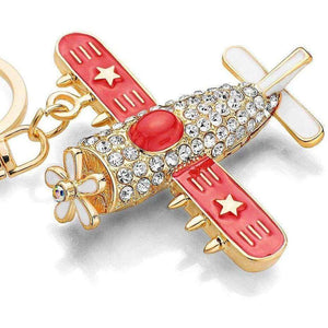 Aeroplane Diamanté Handbag Charm Keyring - Bag Charms & Keyrings by Fashion Accessories