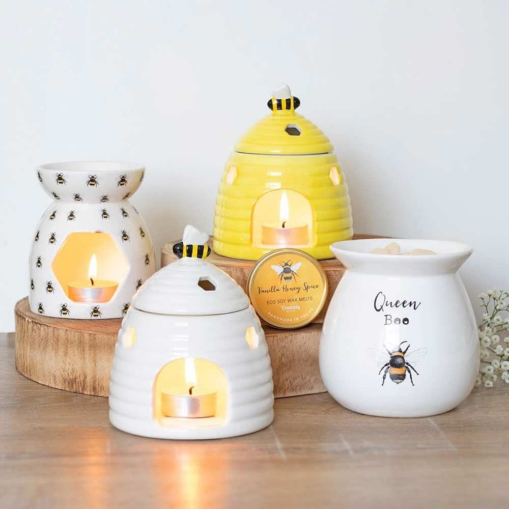 Bee Design Oil Burner - Wax Melt Warmer Ceramic Incense Tea Light - Oil Burner & Wax Melters by Jones Home & Gifts