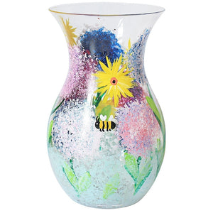 Alliums Vase 18cm - Hand Painted Glass Vases with Bees - VASES by Lesser and Pavey