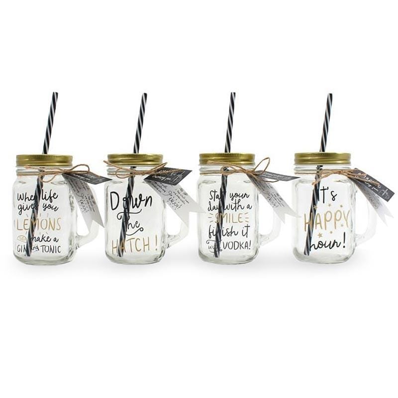 Amazing Glass Mason Jar with Straw - Party Cocktail Inspirations Mugs - Mugs and Cups by Jones Home & Gifts