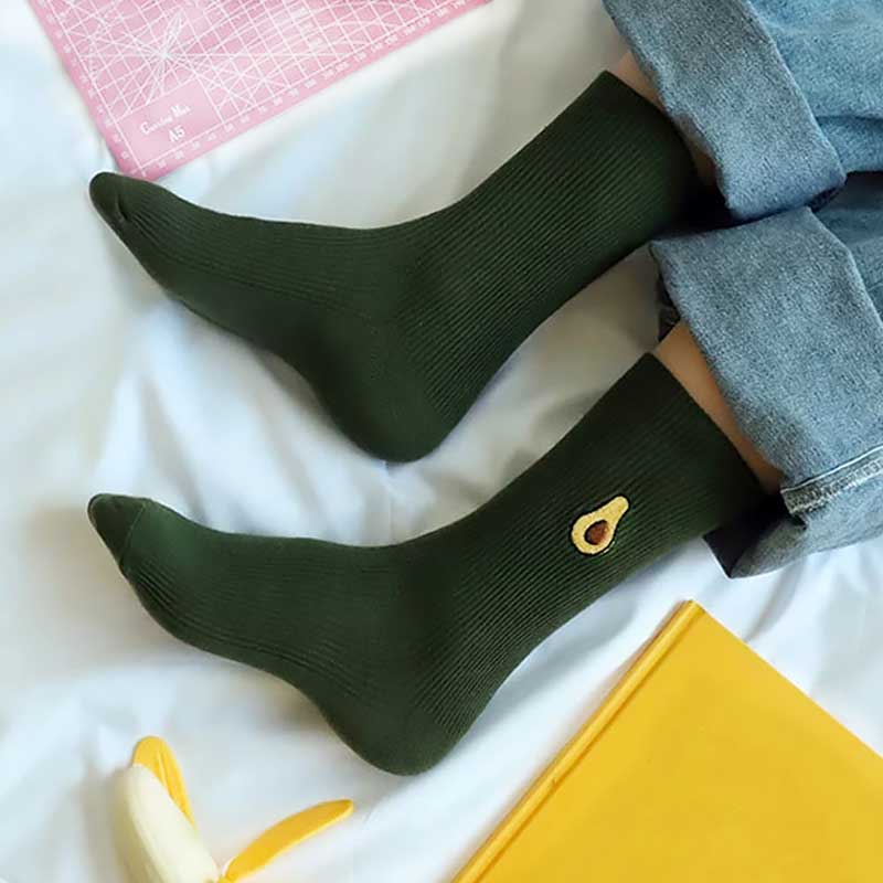 Avocado Fruit Unisex Green Socks - Novelty Socks by Fashion Accessories