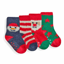 Baby gripper socks twin pack: navy, red-and-white striped, green star design