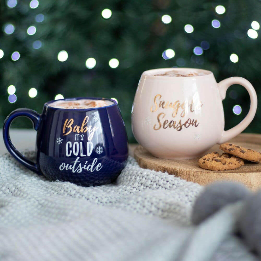 The Fashion Gift Shop: Baby It's Cold Outside Ceramic Blue Christmas Mug by Jones Home & Gifts, Mugs and Cups