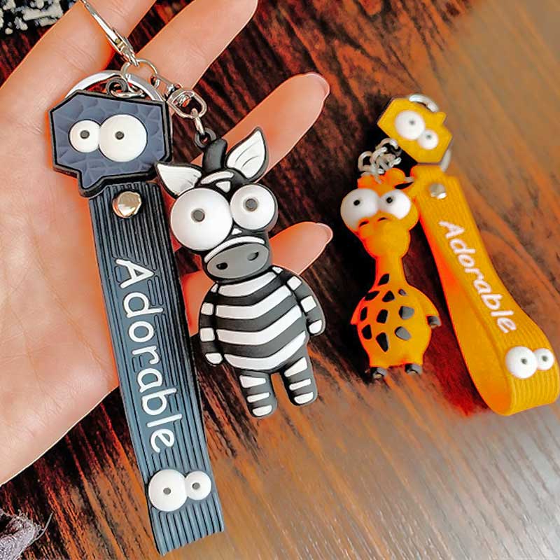 Giraffe - Zebra Handbag Charm Keyrings with Extra Charms - Bag Charms & Keyrings by Fashion Accessories