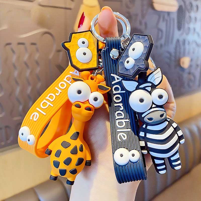 Giraffe - Zebra Handbag Charm Keyrings with Extra Charms - Bag Charms & Keyrings by Fashion Accessories