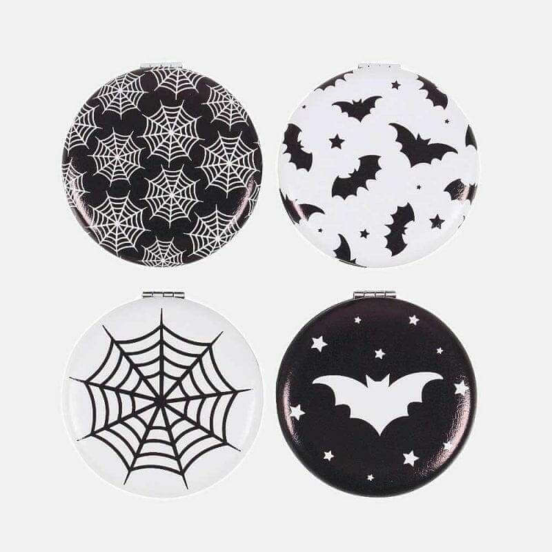 The Fashion Gift Shop: Bats and Spiderwebs Compact Mirrors for Quick Touch - Ups by Spirit of equinox, Compact Mirror
