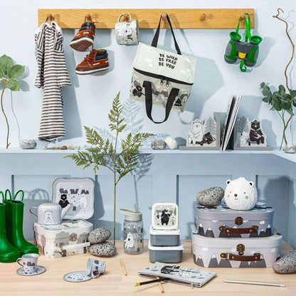 Kids' tea for two set accessories displayed: teapot, cups, trays, and utensils