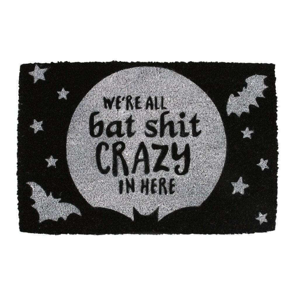 Where All Bat Crazy Halloween Doormat for Halloween Decor by Spirit of equinox