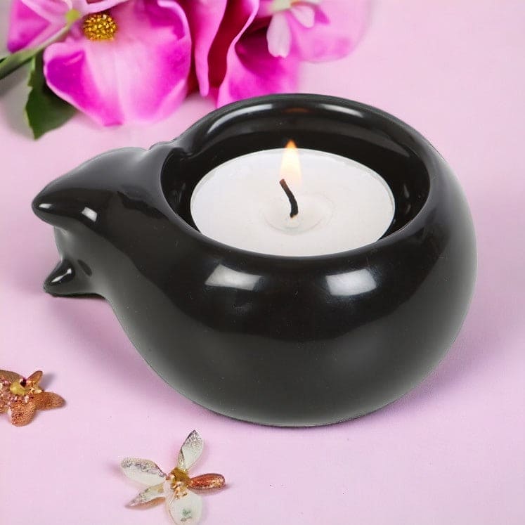 Black Cat Ceramic Tealight Candle Holder - Tea Light Holder by Spirit of equinox