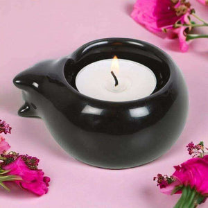 The Fashion Gift Shop: Black Cat Ceramic Tealight Candle Holder for Cozy Decor by Spirit of equinox, Tea Light Holder