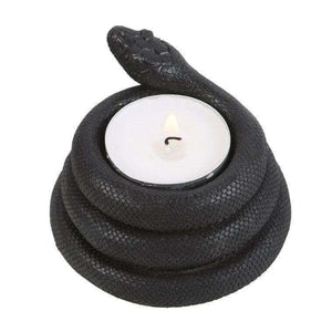 The Fashion Gift Shop: Black Coiled Snake Design Tealight Candle Holder Decor by Spirit of equinox, Tea Light Holder