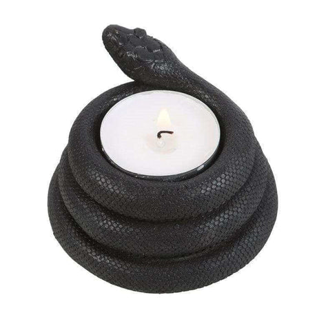 The Fashion Gift Shop: Black Coiled Snake Design Tealight Candle Holder Decor by Spirit of equinox, Tea Light Holder
