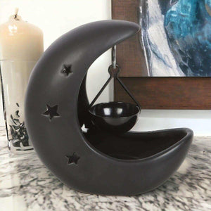 The Fashion Gift Shop: Black Crescent Moon Hanging Oil Burner for Home Decor by Spirit of equinox, Oil Burner & Wax Melters