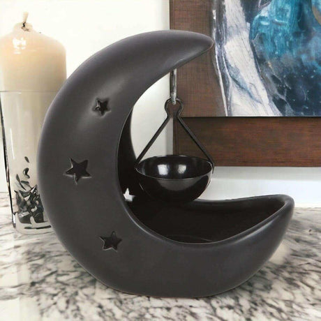 The Fashion Gift Shop: Black Crescent Moon Hanging Oil Burner for Home Decor by Spirit of equinox, Oil Burner & Wax Melters
