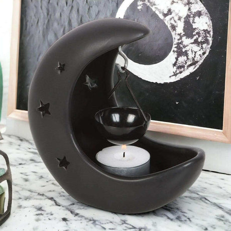 The Fashion Gift Shop: Black Crescent Moon Hanging Oil Burner for Home Decor by Spirit of equinox, Oil Burner & Wax Melters