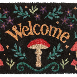 The Fashion Gift Shop: Dark Forest Black Mushroom Welcome Mystical Mushroom Doormat Indoor Use by Spirit of equinox, Door Mats