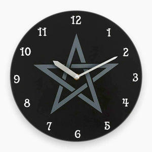 The Fashion Gift Shop: Black Pentagram Wall Clock Mystical Black Magic Gift by Jones Home & Gifts, Childs Wall Clocks