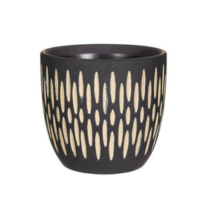 The Fashion Gift Shop: Black Sgraffito Planter, Medium Size Plant Pot by Sass and Belle, Pots and Planters