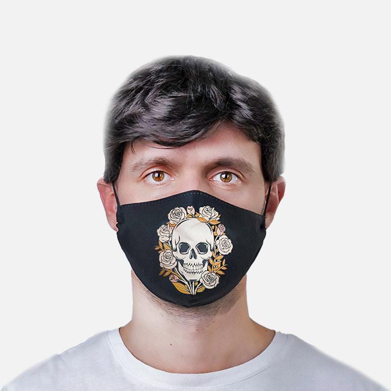 Skull Design Face Mask Double Layer Adjustable - Face Covering by Puckator