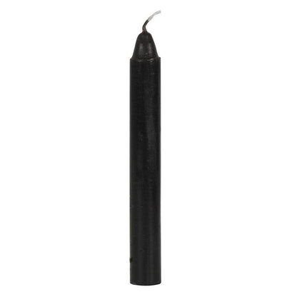 Black pillar candle with dark wick