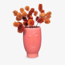 Blush pink matt face flower vase with sculpted face front