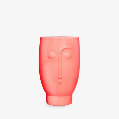 Blush pink matte face flower vase with front face relief detail