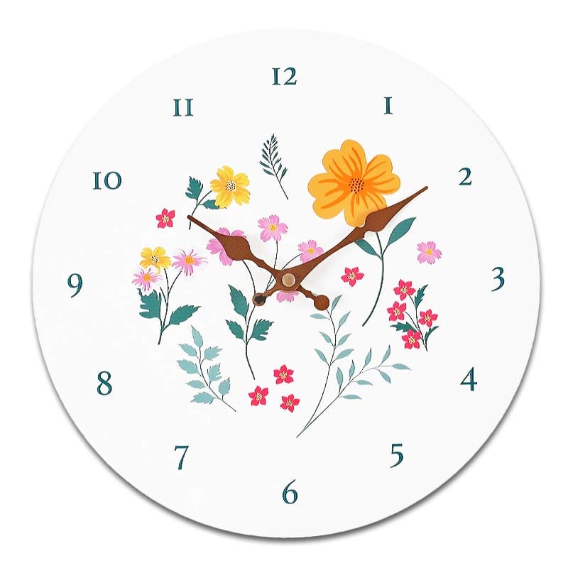 Botanical Floral Wall Clock - Mothers Day Gift 28cm Round Clock - Wall Clocks by Jones Home & Gifts