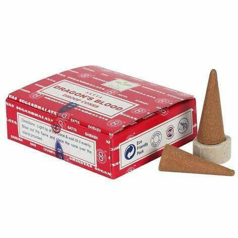 Incense cone box with terracotta cone holder; Dragon's Blood cones.