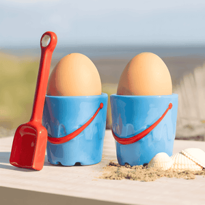 Bucket Shaped Ceramic Egg Cups with Spade Spoons 2-Pack - Cruet Sets by Jones Home & Gifts