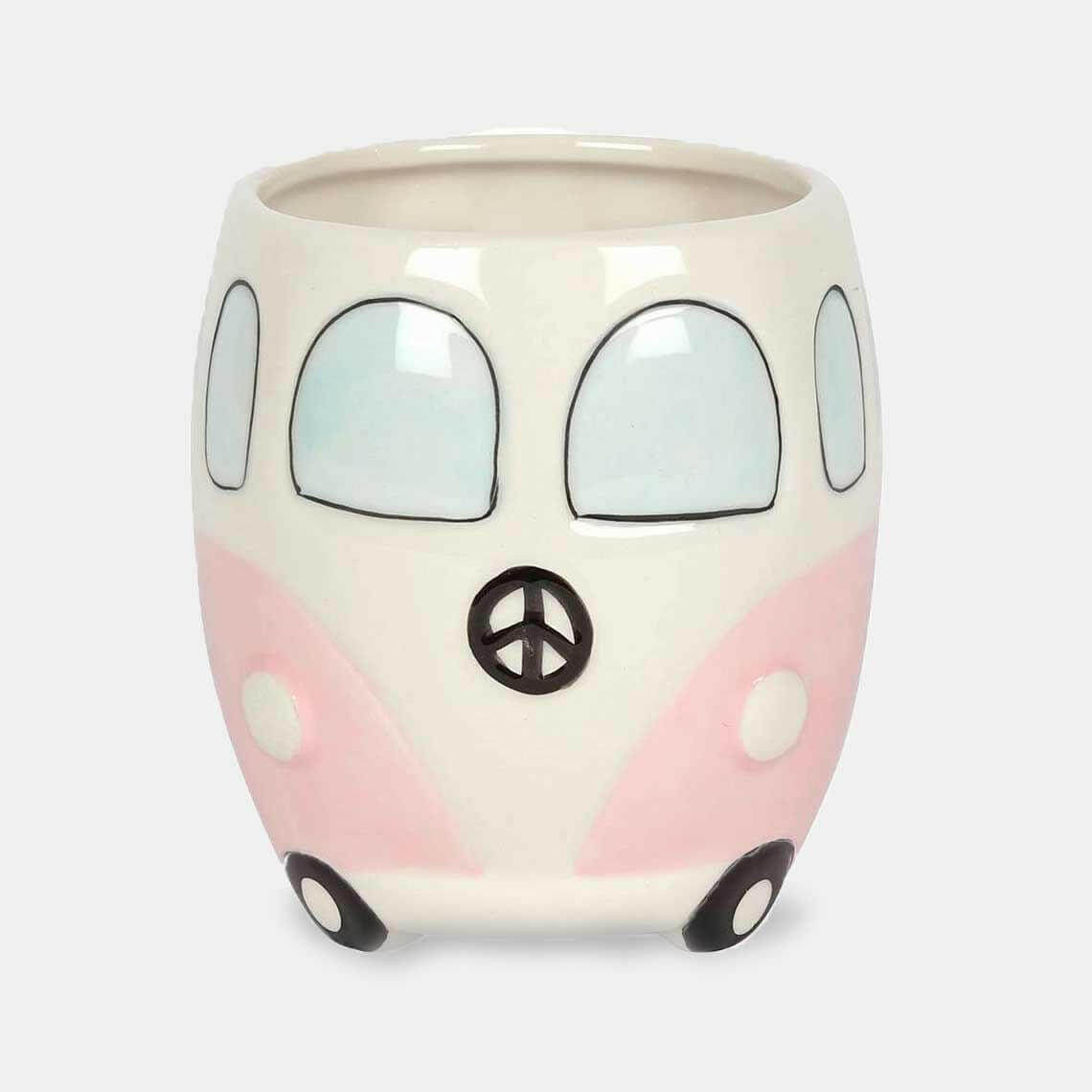 The Fashion Gift Shop: Campervan Novelty Mug in Dark Green and Pale Pink by Jones Home & Gifts, Mugs and Cups