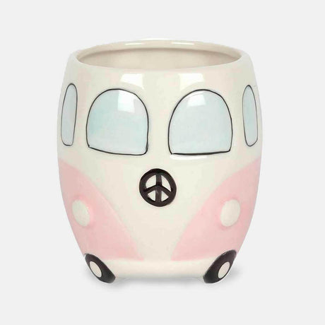 The Fashion Gift Shop: Campervan Novelty Mug in Dark Green and Pale Pink by Jones Home & Gifts, Mugs and Cups