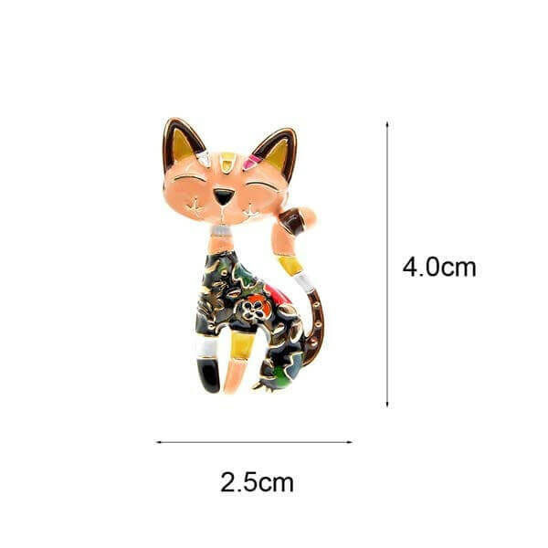 The Fashion Gift Shop: Cat Enamel Brooch Pin Colourful Flower Detail by Fashion Accessories, Brooches & Lapel Pins
