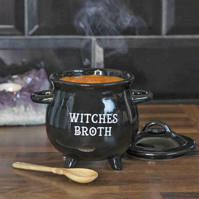 The Fashion Gift Shop: Witches Broth Cauldron Soup Bowl With Witches Broom Spoon by Spirit of equinox, Cauldron Broth Bowl