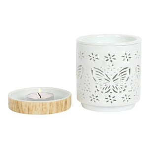 Ceramic Butterfly Oil Burner and Tea Light Holder - Oil Burner & Wax Melters by Jones Home & Gifts